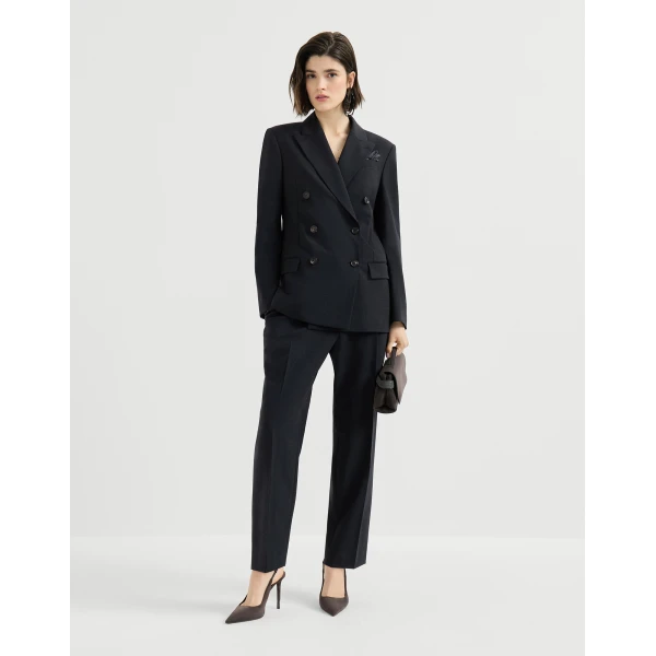 Brunello Cucinelli Tropical luxury wool blazer with monili in Lignite Grey, view 6