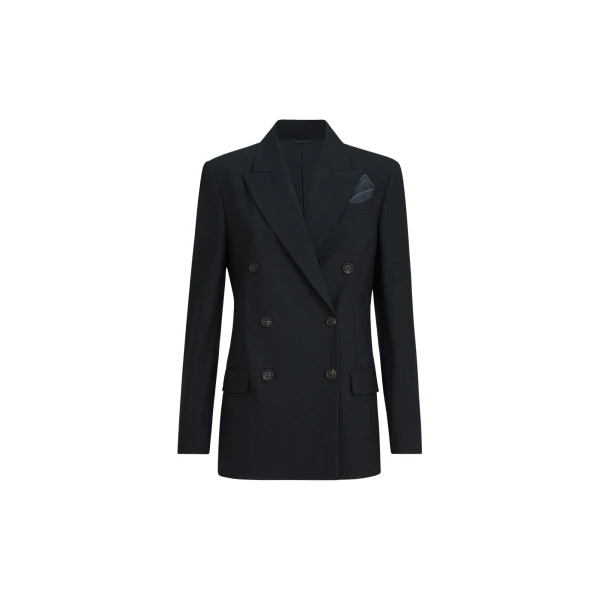 Brunello Cucinelli Tropical luxury wool blazer with monili in Lignite Grey