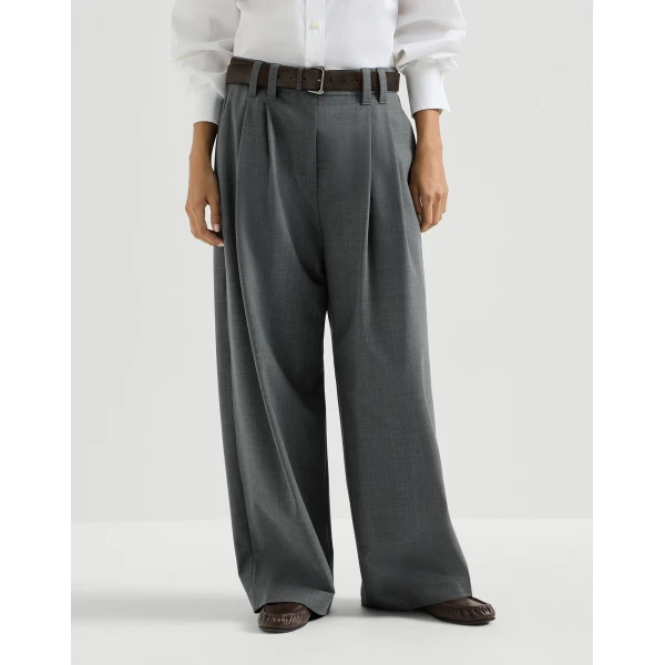 Brunello Cucinelli Tropical luxury wool trousers in Dark Grey, view 2