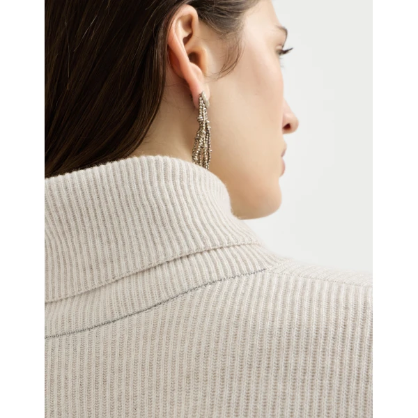 Brunello Cucinelli Turtleneck sweater with monili in Oyster, view 4