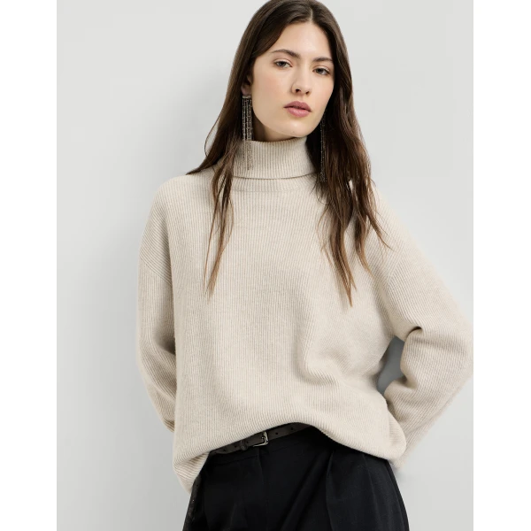 Brunello Cucinelli Turtleneck sweater with monili in Oyster, view 5