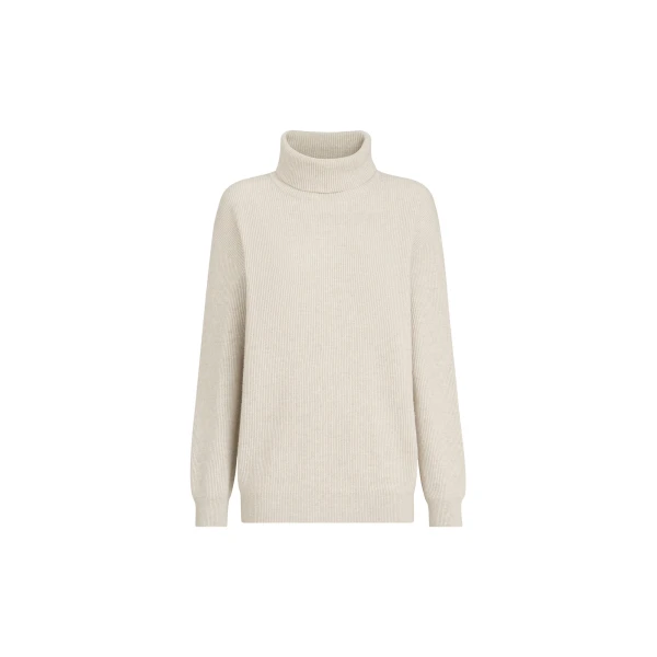 Brunello Cucinelli Turtleneck sweater with monili in Oyster