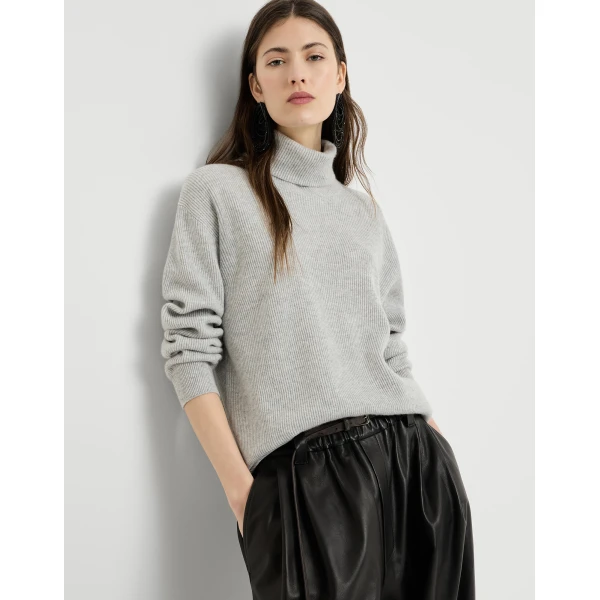 Brunello Cucinelli Turtleneck sweater with monili in Pebble, view 5