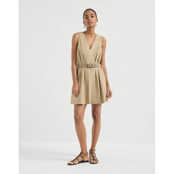 Brunello Cucinelli Twill belted dress in Beige, view 2