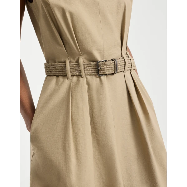 Brunello Cucinelli Twill belted dress in Beige, view 4