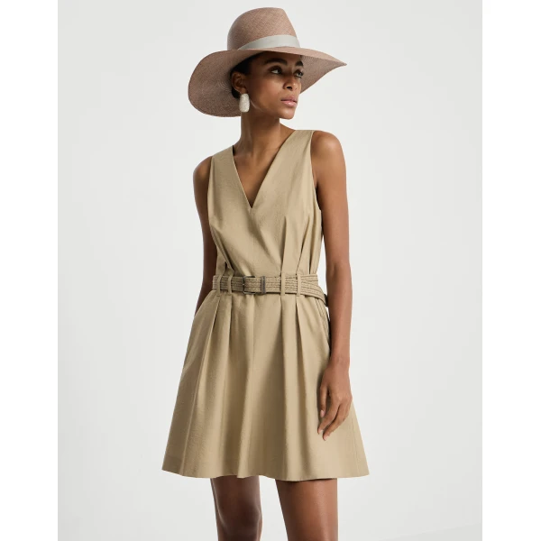 Brunello Cucinelli Twill belted dress in Beige, view 5