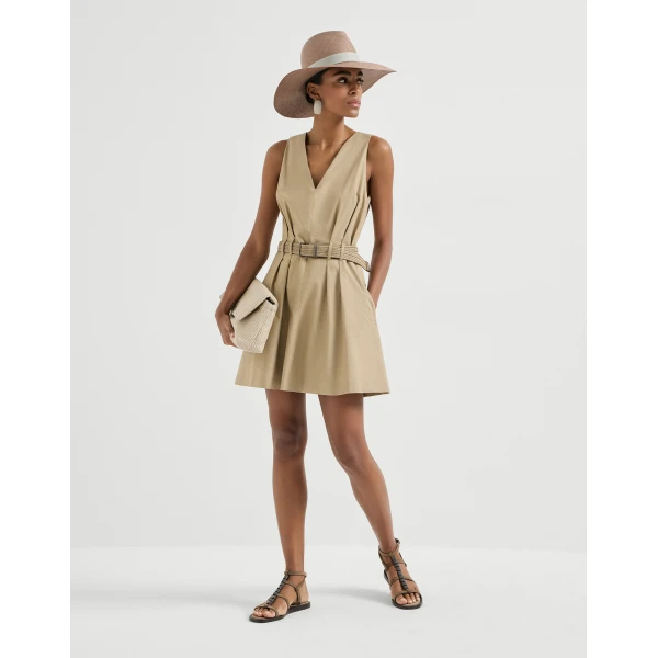 Brunello Cucinelli Twill belted dress in Beige, view 6