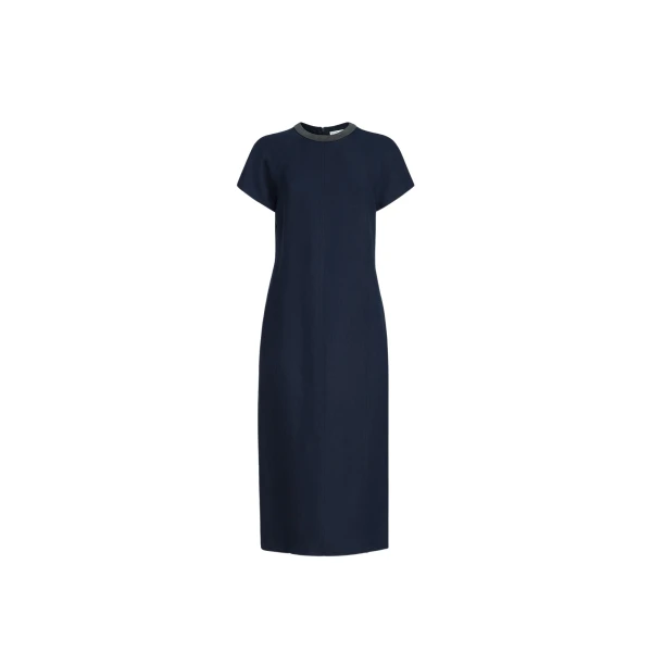 Brunello Cucinelli Twill dress with monili in Blue