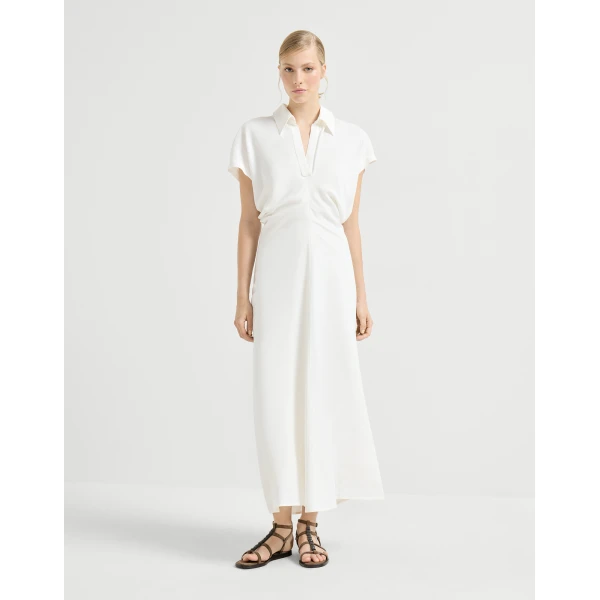 Brunello Cucinelli Twill dress with monili in White, view 2