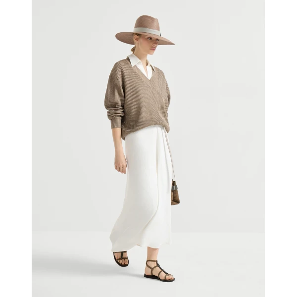 Brunello Cucinelli Twill dress with monili in White, view 5