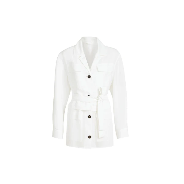 Brunello Cucinelli Twill safari jacket with monili in White