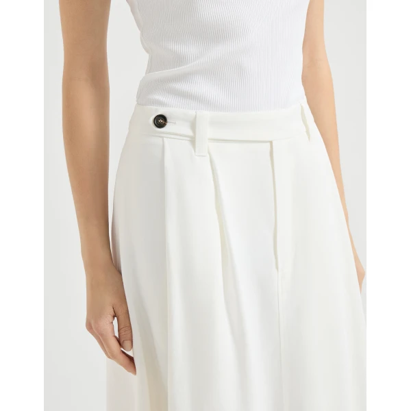 Brunello Cucinelli Twill sartorial skirt with monili in White, view 4