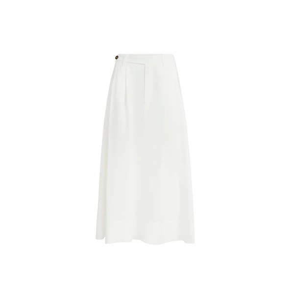 Brunello Cucinelli Twill sartorial skirt with monili in White