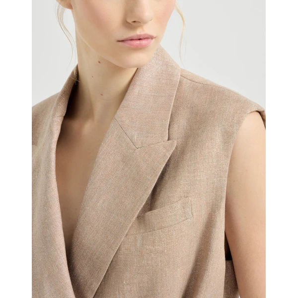 Brunello Cucinelli Twill vest with monili in Antique Pink, view 4