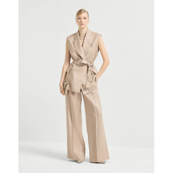 Brunello Cucinelli Twill vest with monili in Antique Pink, view 6