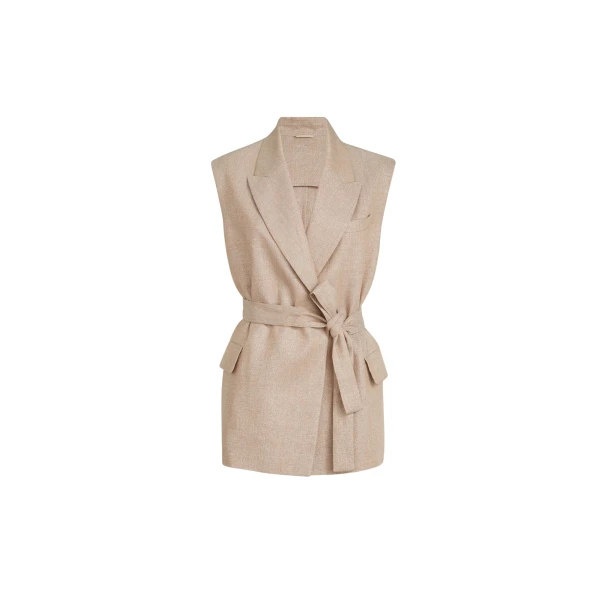 Brunello Cucinelli Twill vest with monili in Antique Pink
