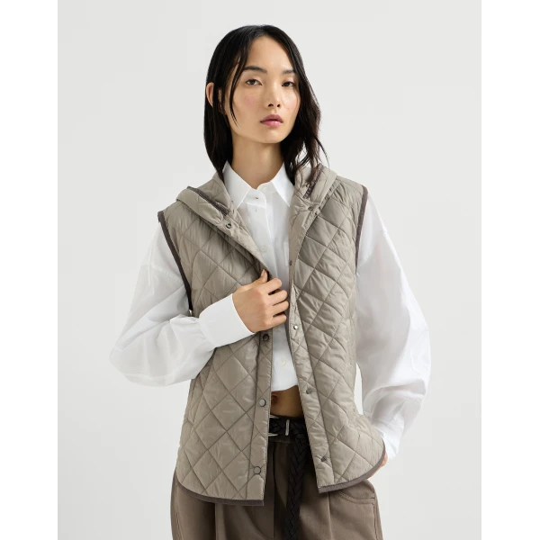Brunello Cucinelli Vest with Thermore® padding in Light Brown, view 2