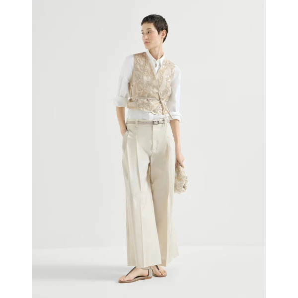 Brunello Cucinelli Vest with dazzling seabed embroidery in Beige, view 6