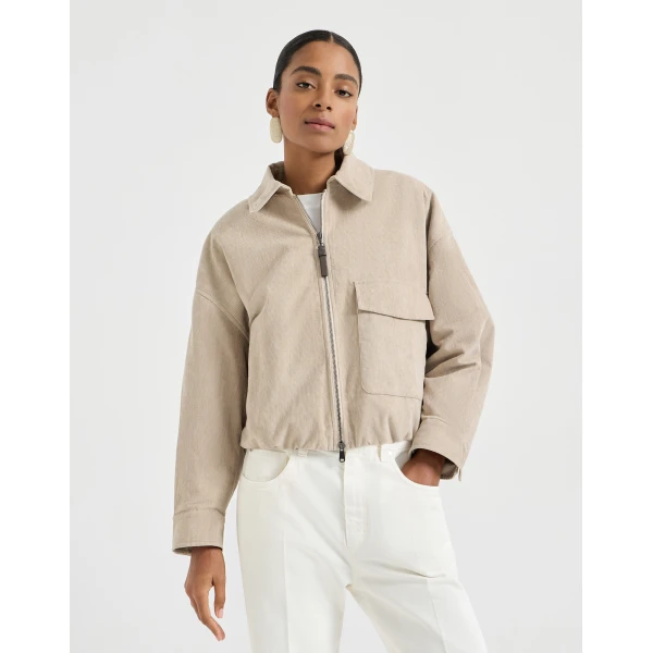 Brunello Cucinelli Vintage corduroy outerwear jacket in Beige, view 2