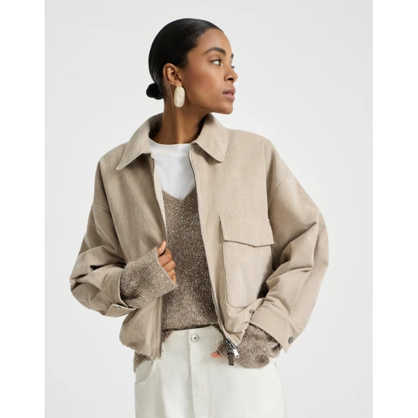 Brunello Cucinelli Vintage corduroy outerwear jacket in Beige, view 5