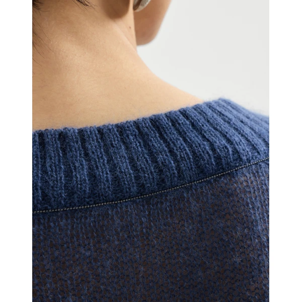 Brunello Cucinelli Virgin wool and mohair sweater in Blue, view 4