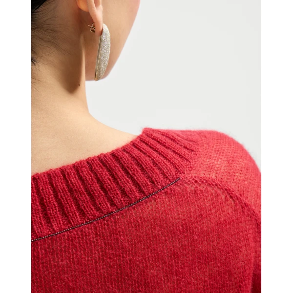 Brunello Cucinelli Virgin wool and mohair sweater in Red, view 4
