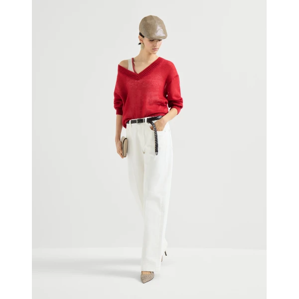 Brunello Cucinelli Virgin wool and mohair sweater in Red, view 6