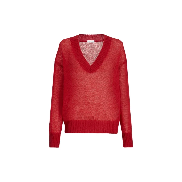 Brunello Cucinelli Virgin wool and mohair sweater in Red