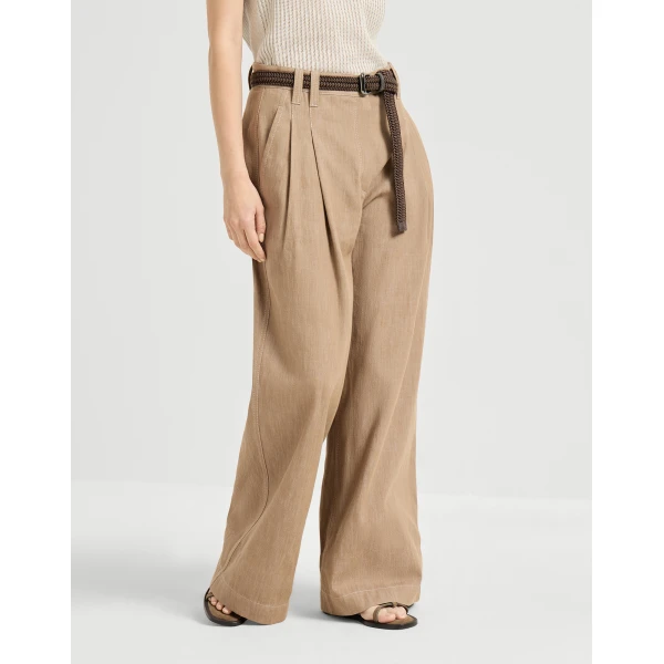 Brunello Cucinelli Wide Smart trousers in Desert, view 2