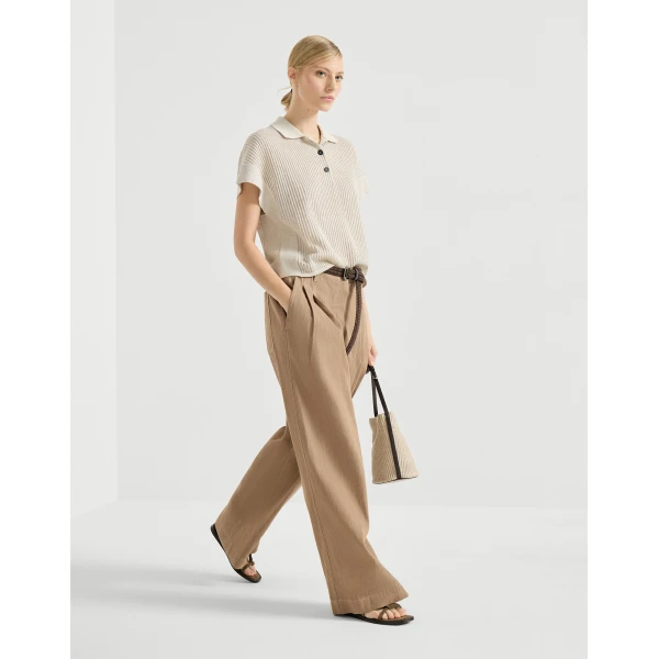Brunello Cucinelli Wide Smart trousers in Desert, view 5