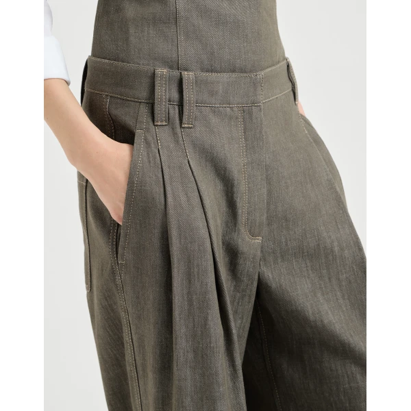 Brunello Cucinelli Wide Smart trousers in Olive, view 4
