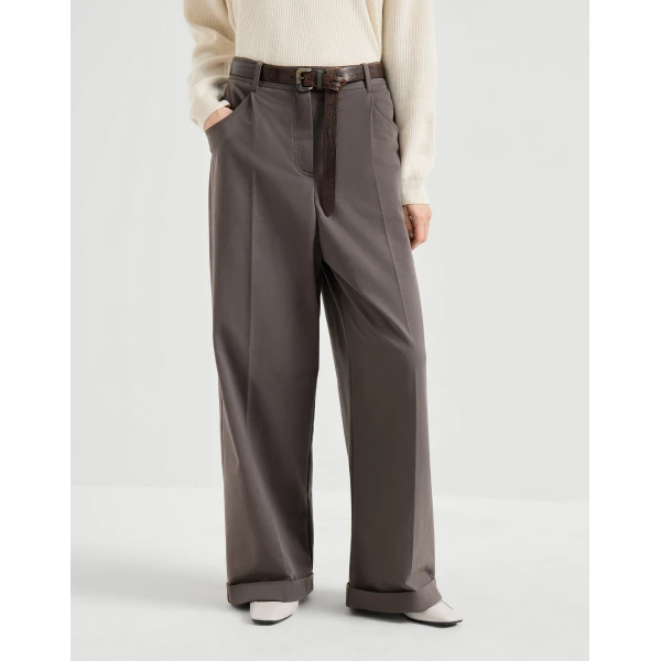 Brunello Cucinelli Wide track trousers in Brown, view 2