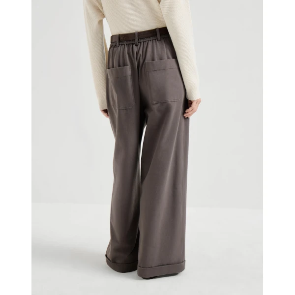 Brunello Cucinelli Wide track trousers in Brown, view 4