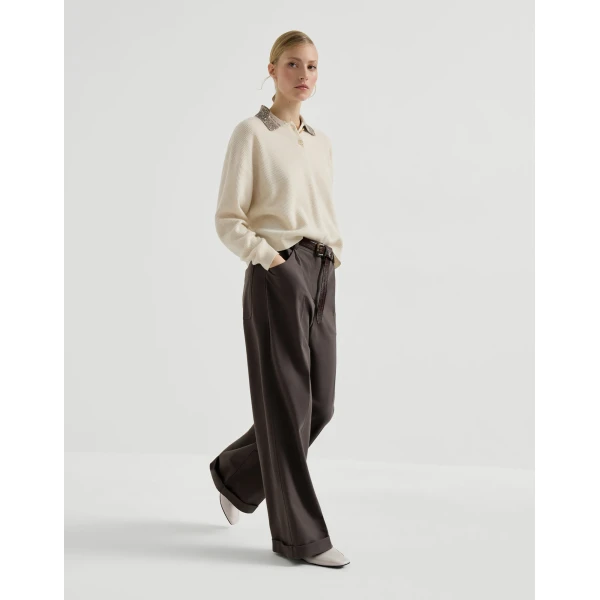 Brunello Cucinelli Wide track trousers in Brown, view 5