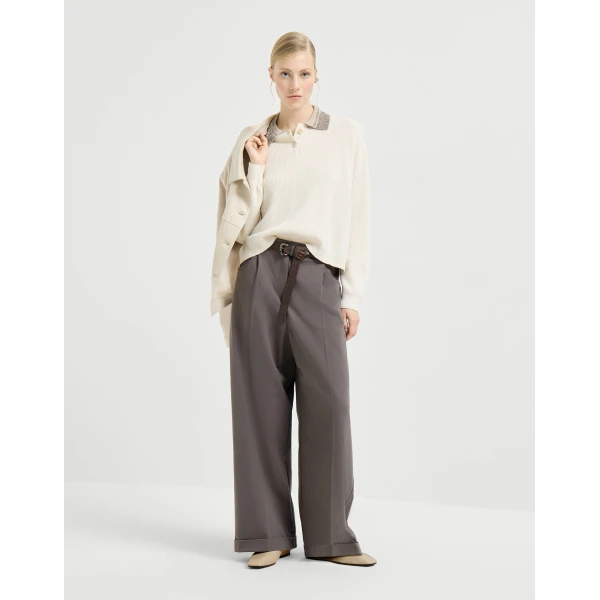 Brunello Cucinelli Wide track trousers in Brown, view 6