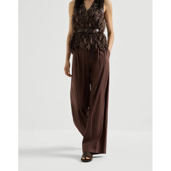 Brunello Cucinelli Wide trousers in Cocoa, view 5
