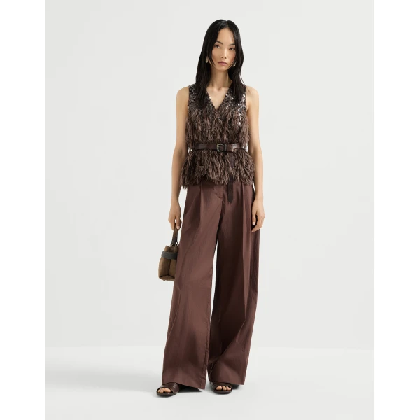 Brunello Cucinelli Wide trousers in Cocoa, view 6