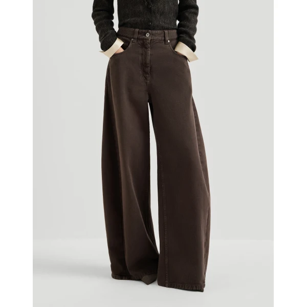 Brunello Cucinelli Wide trousers in Pine Cone Brown, view 2