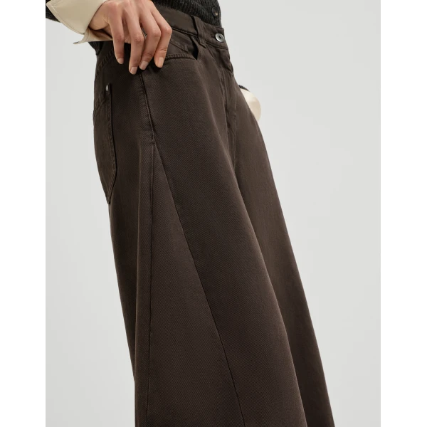 Brunello Cucinelli Wide trousers in Pine Cone Brown, view 4
