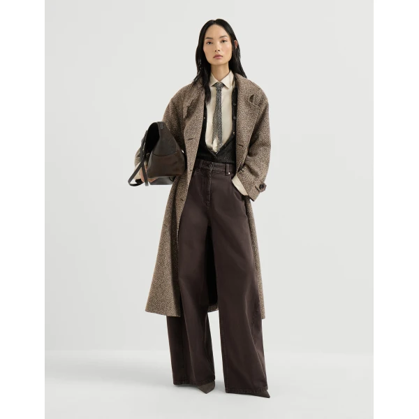 Brunello Cucinelli Wide trousers in Pine Cone Brown, view 6