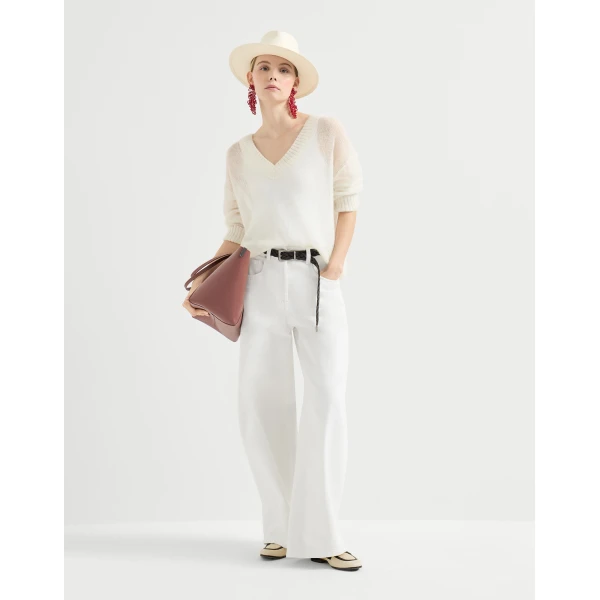 Brunello Cucinelli Wide trousers in White, view 6