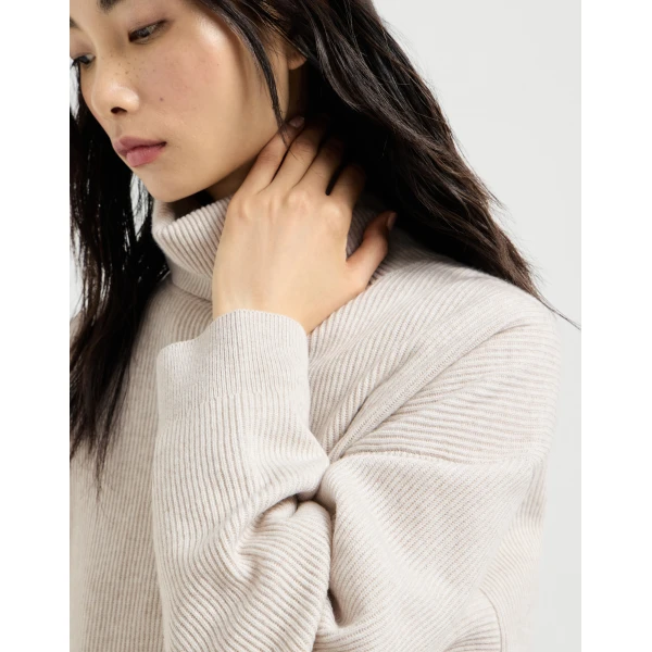 Brunello Cucinelli Wool, cashmere and silk sweater in Cool Beige, view 4