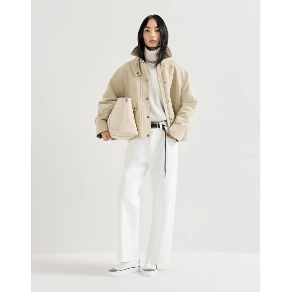 Brunello Cucinelli Wool, cashmere and silk sweater in Cool Beige, view 6
