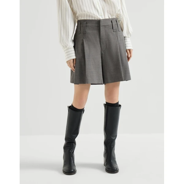 Brunello Cucinelli Wool formal shorts in Dark Grey, view 2