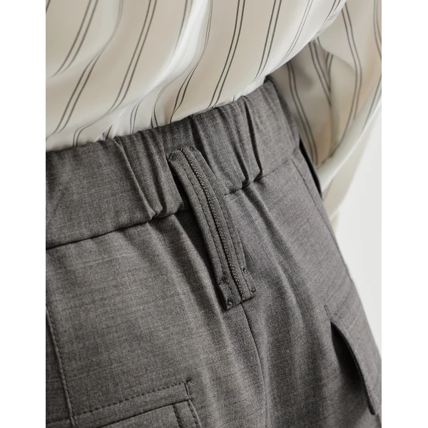 Brunello Cucinelli Wool formal shorts in Dark Grey, view 4