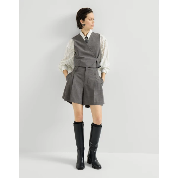 Brunello Cucinelli Wool formal shorts in Dark Grey, view 5