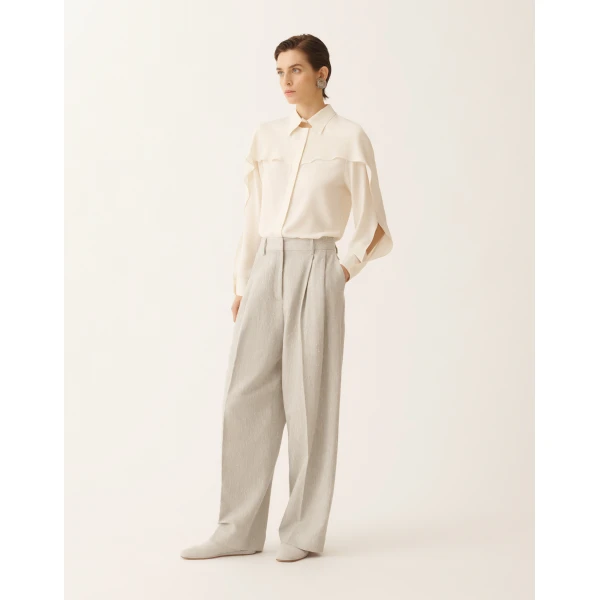 Fabiana Filippi Crepe de Chine Shirt in Butter, view 2