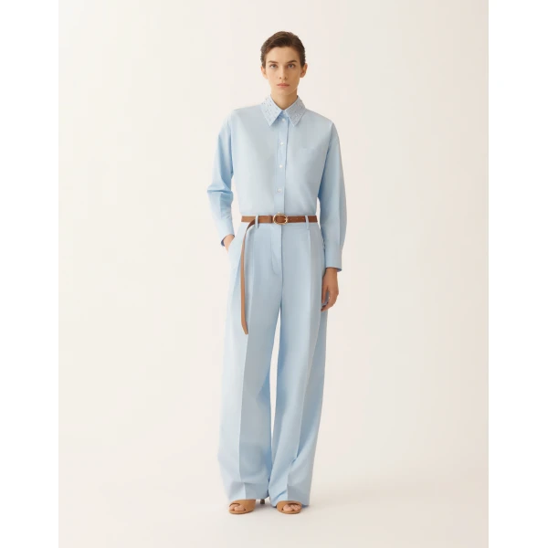 Fabiana Filippi Long Sky Blue Poplin Shirt, view 2