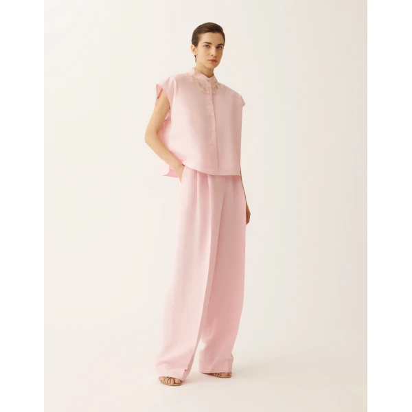 Fabiana Filippi Sleeveless Shirt in Petal Pink Poplin, view 2