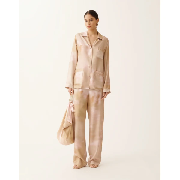 Fabiana Filippi Printed Silk Twill Shirt in Memento Rosae, view 2
